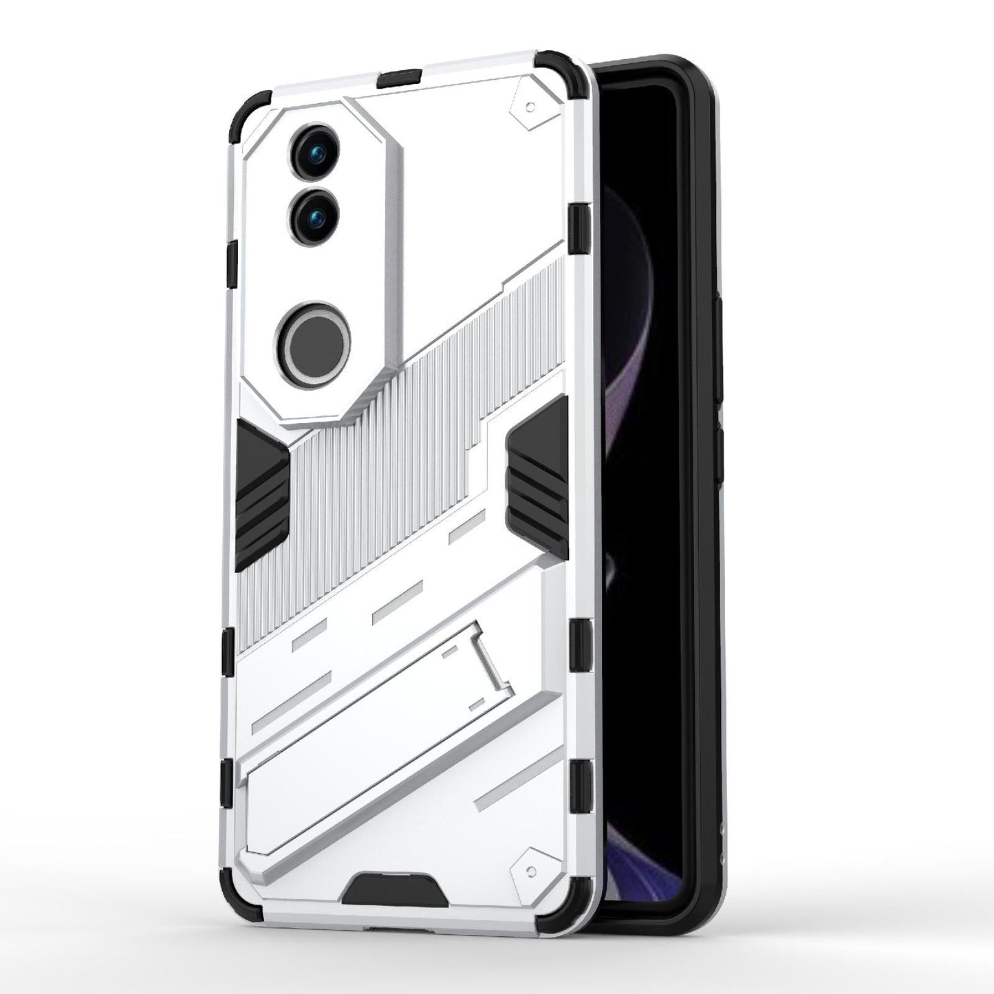 For vivo V50 5G Global Punk Armor 2 in 1 PC + TPU Phone Case with Holder(White)