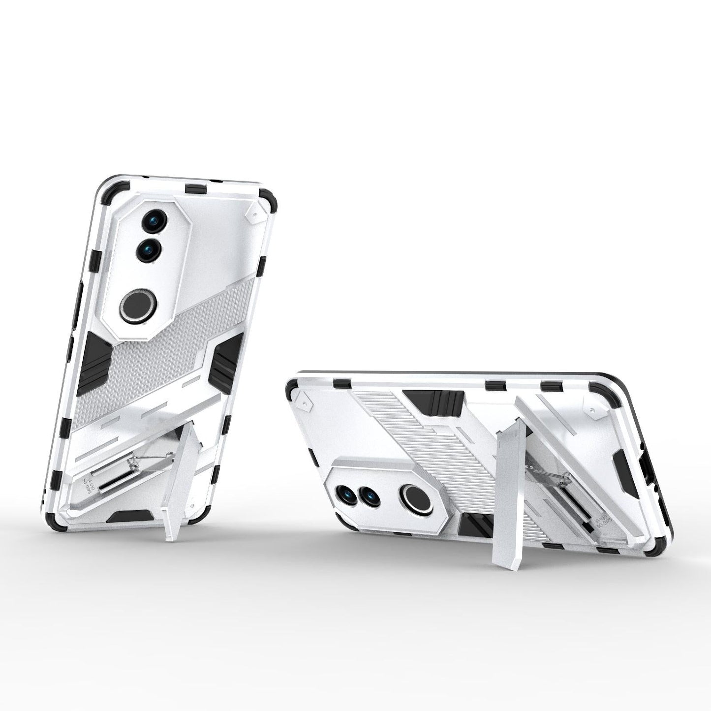 For vivo V50 5G Global Punk Armor 2 in 1 PC + TPU Phone Case with Holder(White)