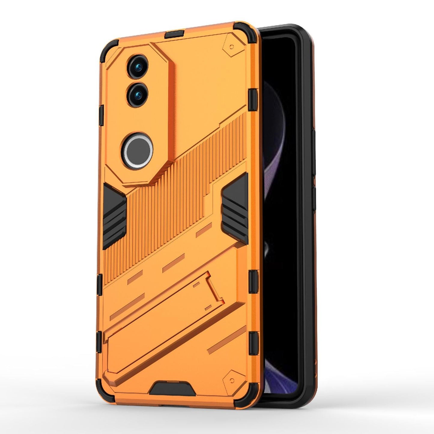 For vivo V50 5G Global Punk Armor 2 in 1 PC + TPU Phone Case with Holder(Orange)