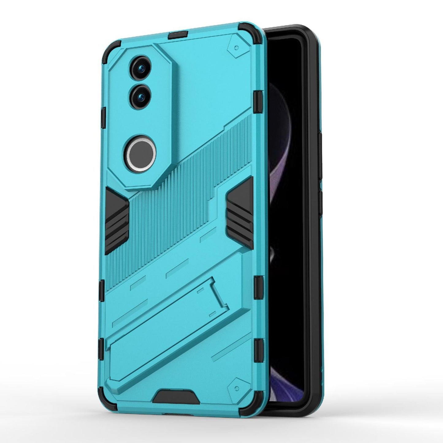 For vivo V50 5G Global Punk Armor 2 in 1 PC + TPU Phone Case with Holder(Blue)