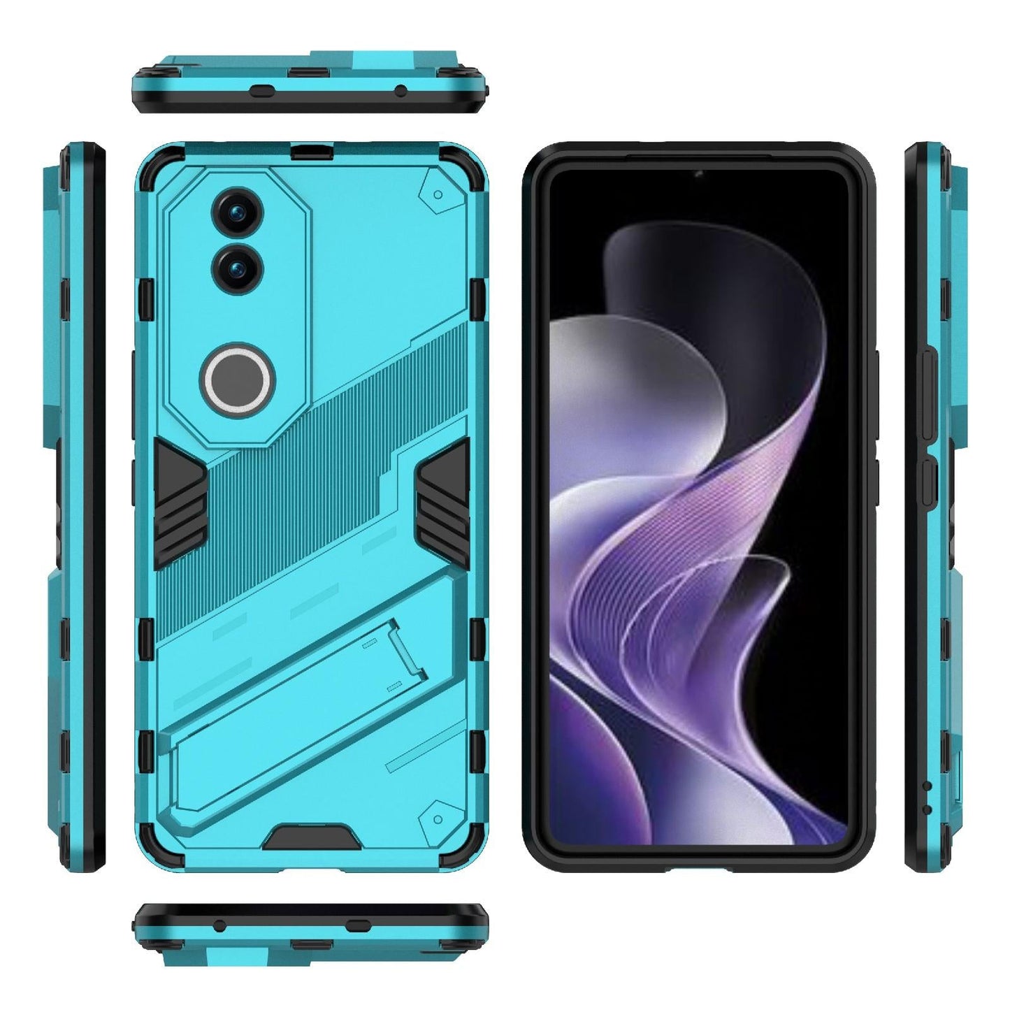 For vivo V50 5G Global Punk Armor 2 in 1 PC + TPU Phone Case with Holder(Blue)