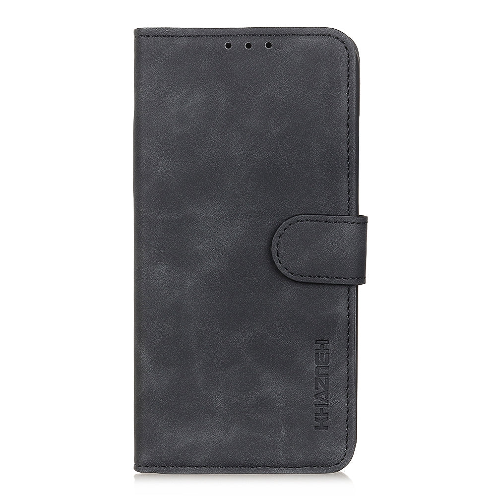 For iPhone 16e KHAZNEH Retro Texture Leather Phone Case(Black)