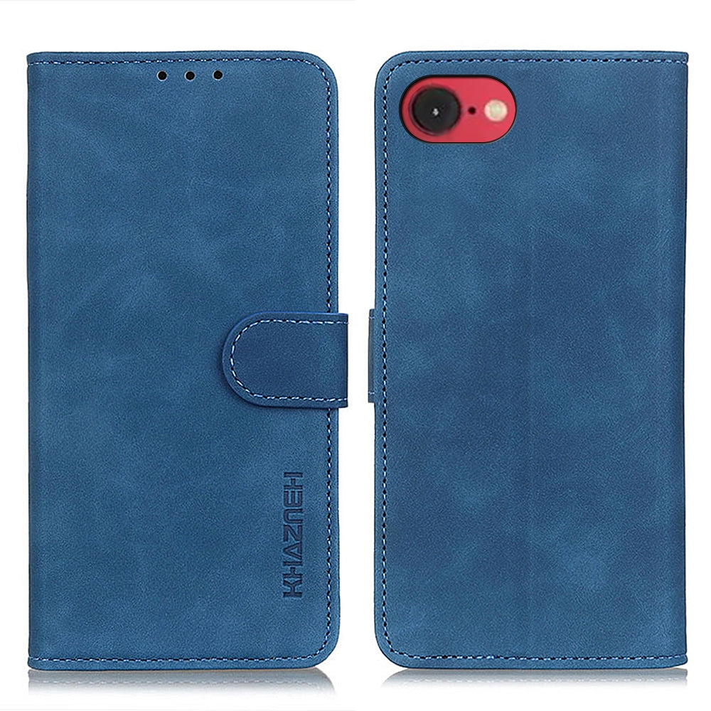 For iPhone 16e KHAZNEH Retro Texture Leather Phone Case(Blue)