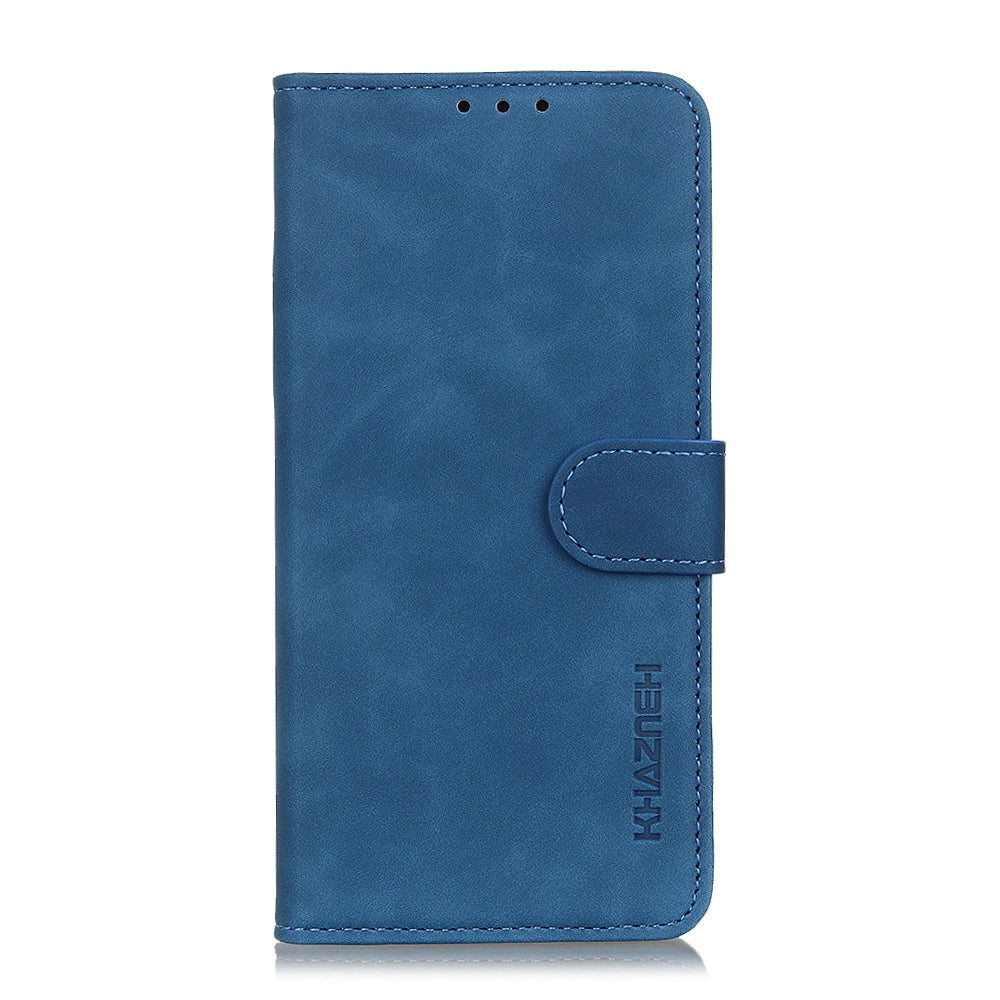 For iPhone 16e KHAZNEH Retro Texture Leather Phone Case(Blue)