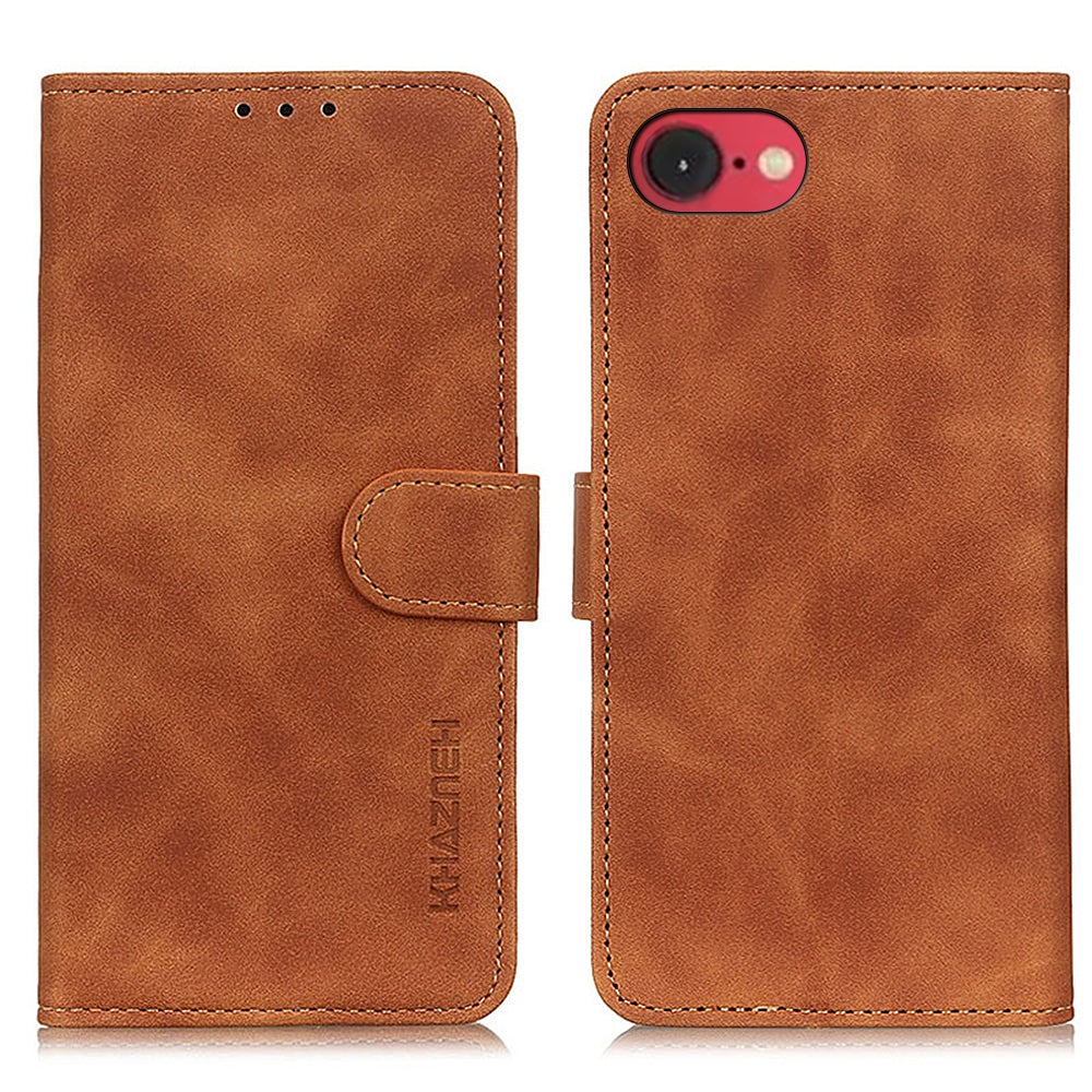 For iPhone 16e KHAZNEH Retro Texture Leather Phone Case(Brown)
