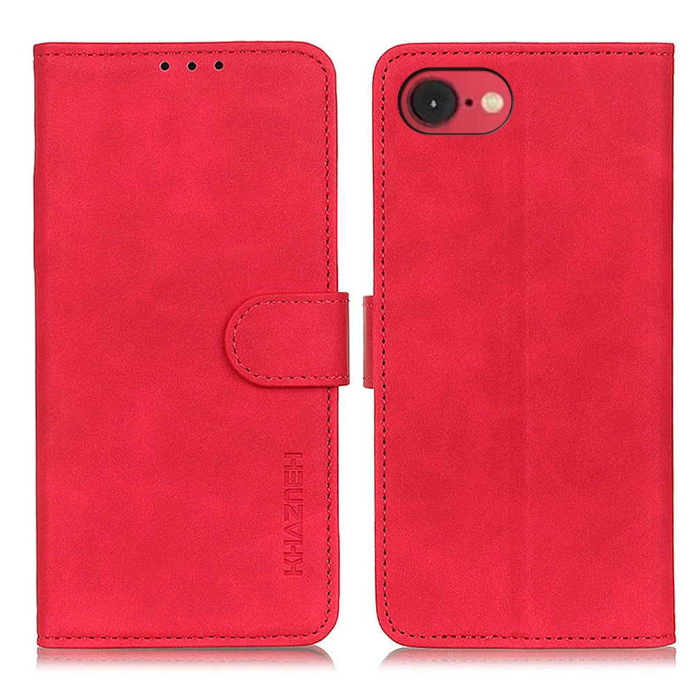 For iPhone 16e KHAZNEH Retro Texture Leather Phone Case(Red)