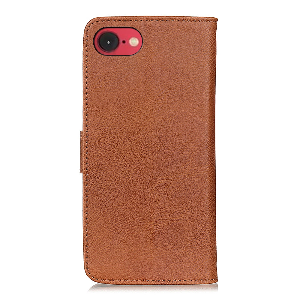 For iPhone 16e KHAZNEH Cowhide Texture Horizontal Flip Leather Phone Case(Brown)