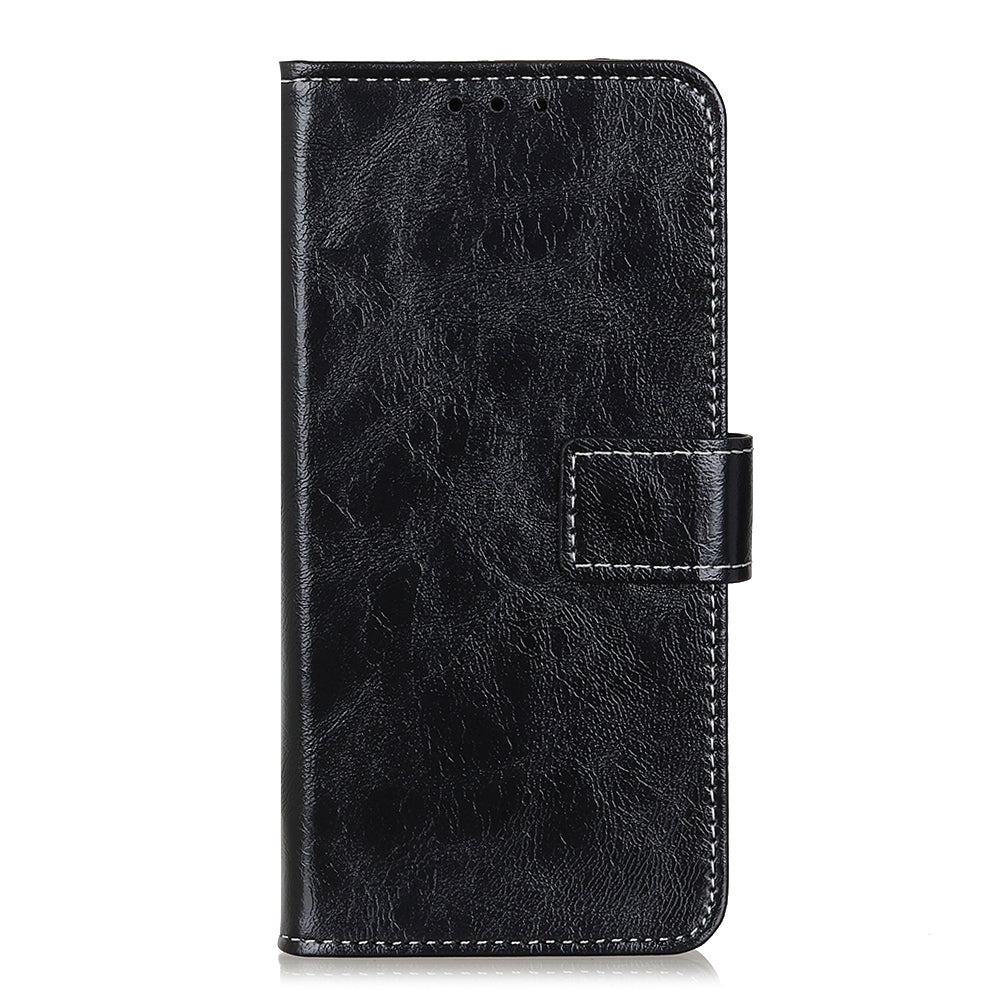 For iPhone 16e Retro Crazy Horse Texture Horizontal Flip Leather Phone Case(Black)