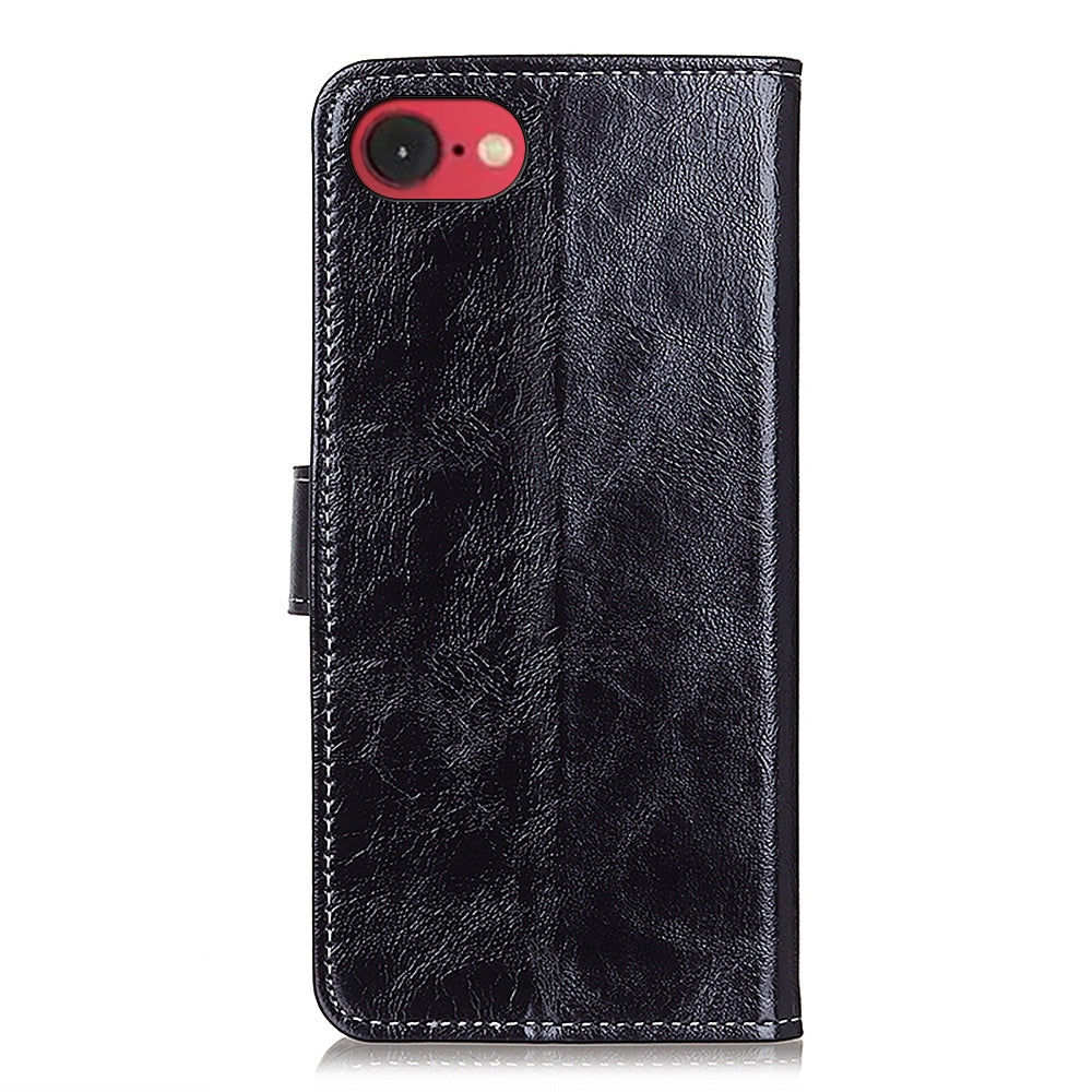 For iPhone 16e Retro Crazy Horse Texture Horizontal Flip Leather Phone Case(Black)
