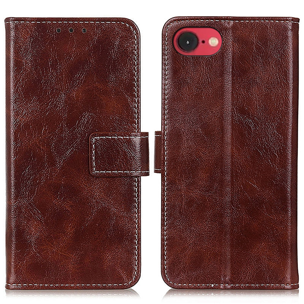 For iPhone 16e Retro Crazy Horse Texture Horizontal Flip Leather Phone Case(Brown)