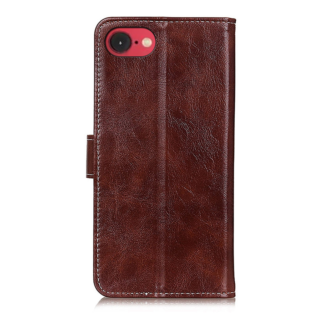 For iPhone 16e Retro Crazy Horse Texture Horizontal Flip Leather Phone Case(Brown)
