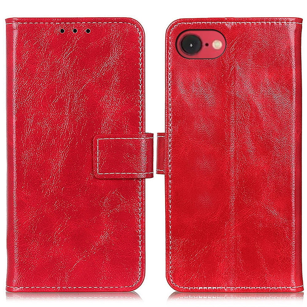 For iPhone 16e Retro Crazy Horse Texture Horizontal Flip Leather Phone Case(Red)
