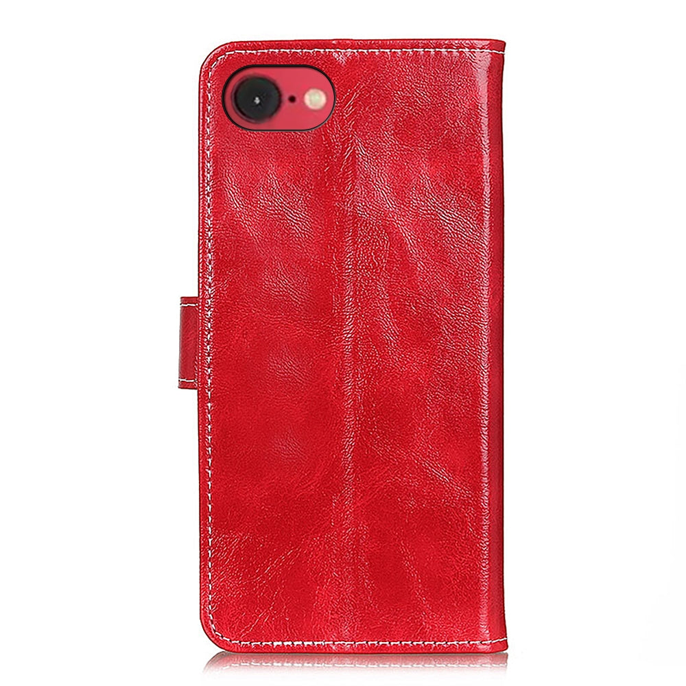 For iPhone 16e Retro Crazy Horse Texture Horizontal Flip Leather Phone Case(Red)