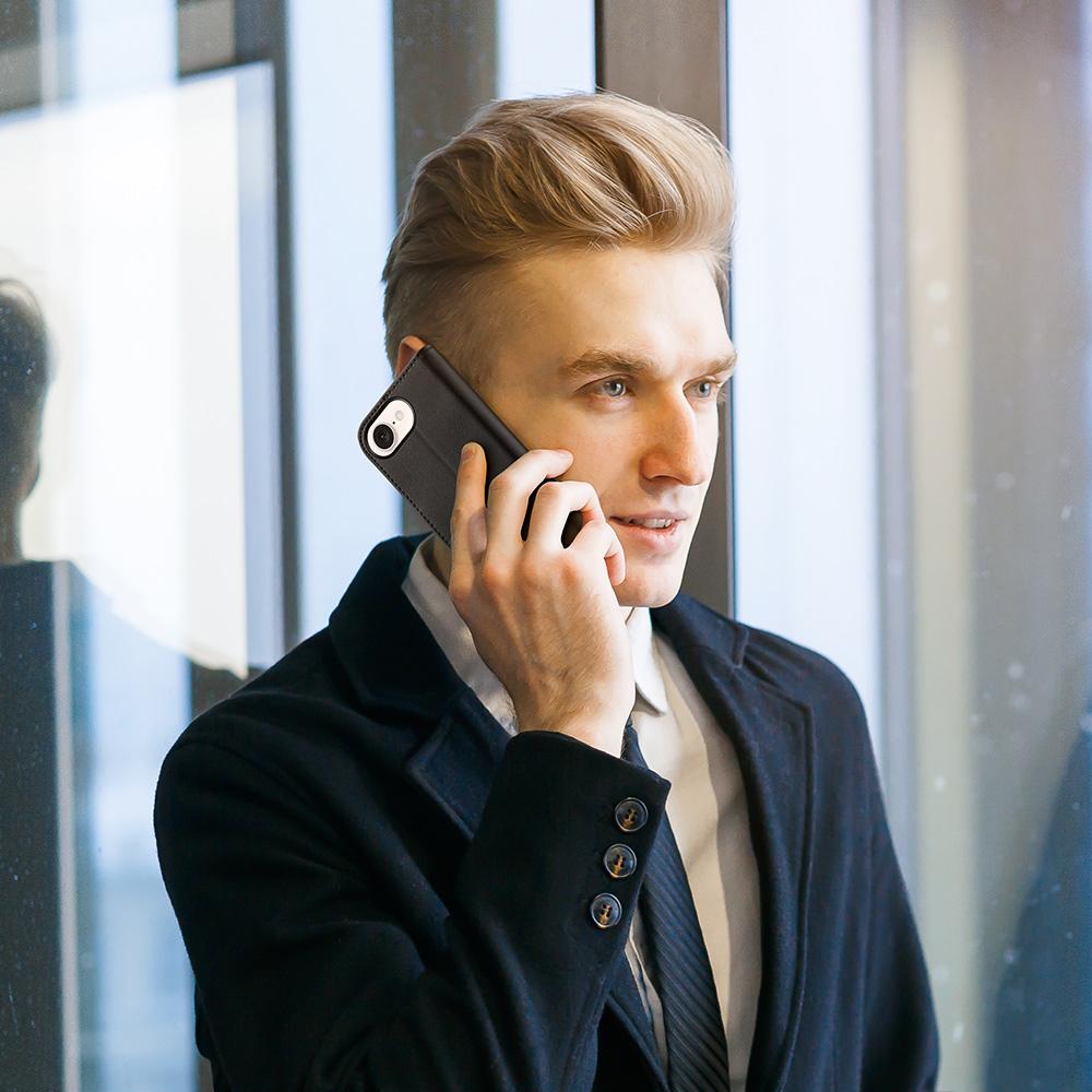 For iPhone 16e DUX DUCIS Hivo Series Cowhide + PU + TPU Flip Phone Case(Black)