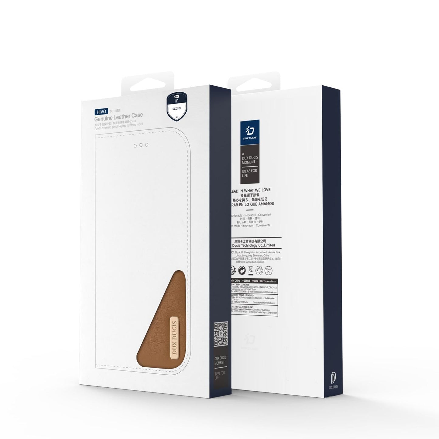 For iPhone 16e DUX DUCIS Hivo Series Cowhide + PU + TPU Flip Phone Case(Brown)