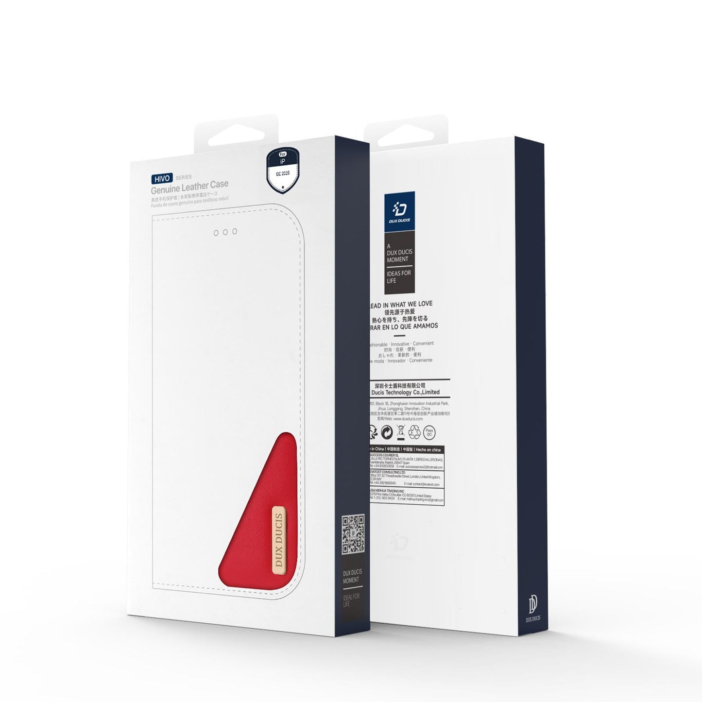 For iPhone 16e DUX DUCIS Hivo Series Cowhide + PU + TPU Flip Phone Case(Red)