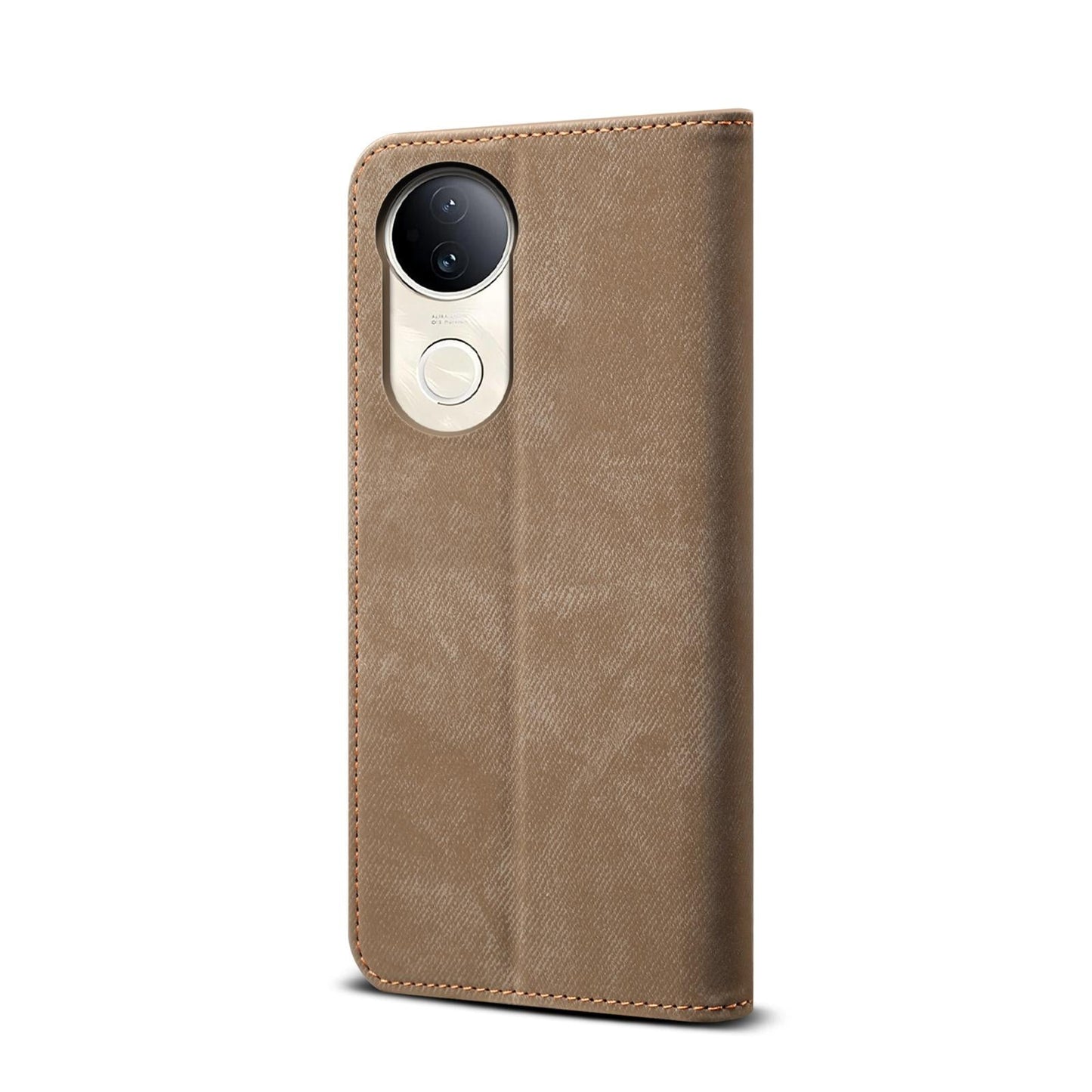 For vivo V50 Denim Texture Flip Leather Phone Case(Khaki)