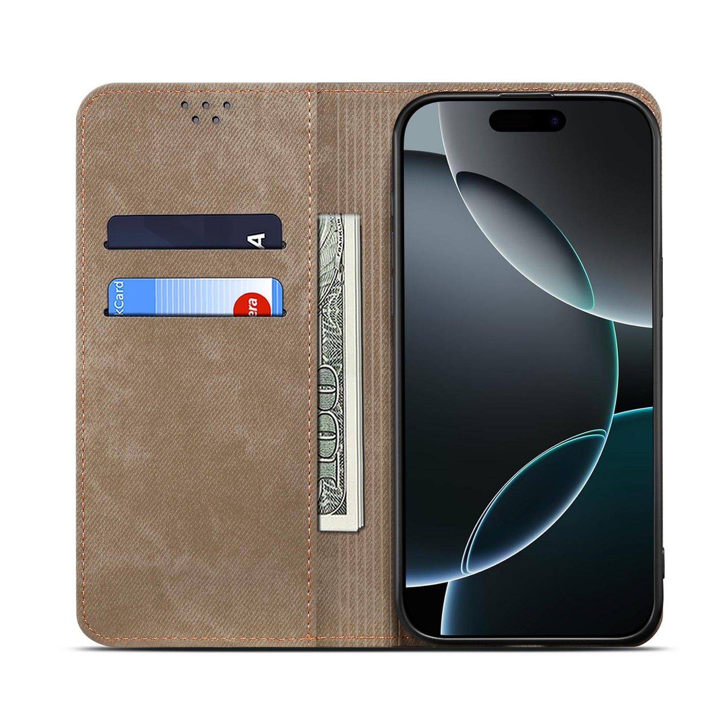 For vivo V50 Denim Texture Flip Leather Phone Case(Khaki)