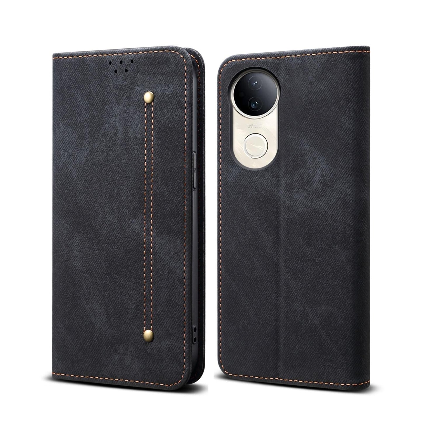 For vivo V50 Denim Texture Flip Leather Phone Case(Black)