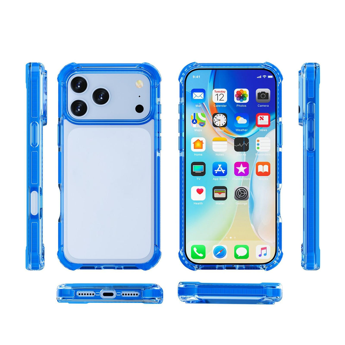 Compatible with iPhone 18 Pro Max & 17 Pro Max Four-corner Shockproof TPU Dual-Layer Acrylic Phone Case - Dark Blue
