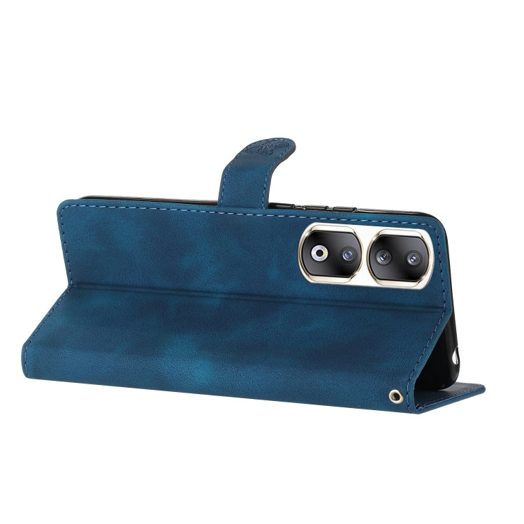 For Honor 90 Pro Flower Butterfly Embossing Pattern Leather Phone Case(Blue)