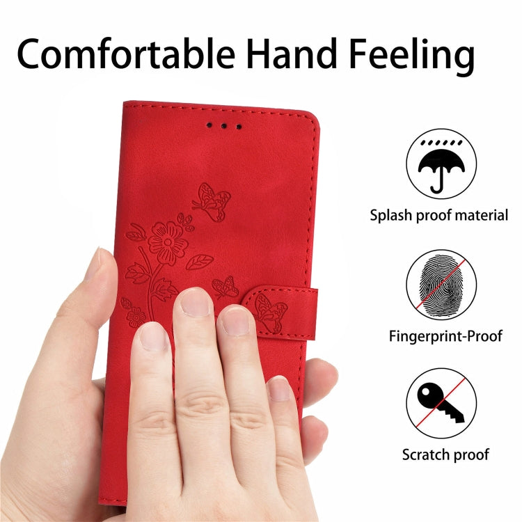 For Honor 90 Pro Flower Butterfly Embossing Pattern Leather Phone Case(Red)
