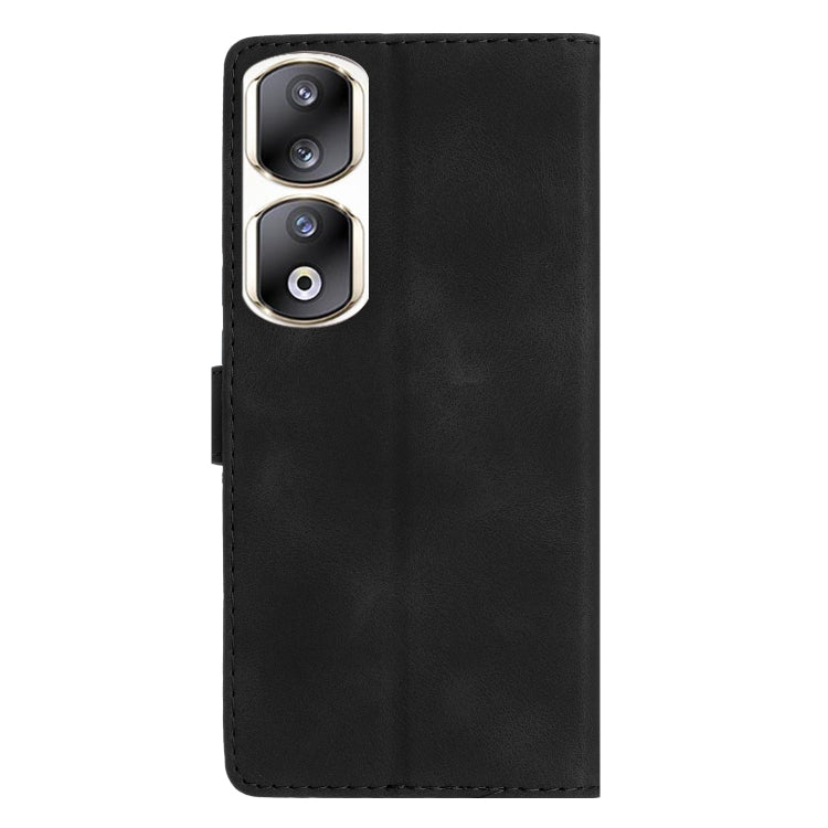 For Honor 90 Pro Flower Butterfly Embossing Pattern Leather Phone Case(Black)