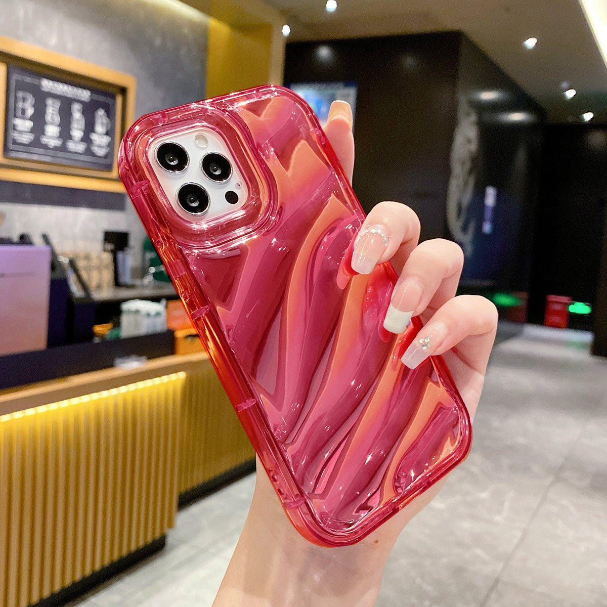 Compatible with iPhone 18 Pro Max Laser Sequin Waves TPU Phone Case - Red