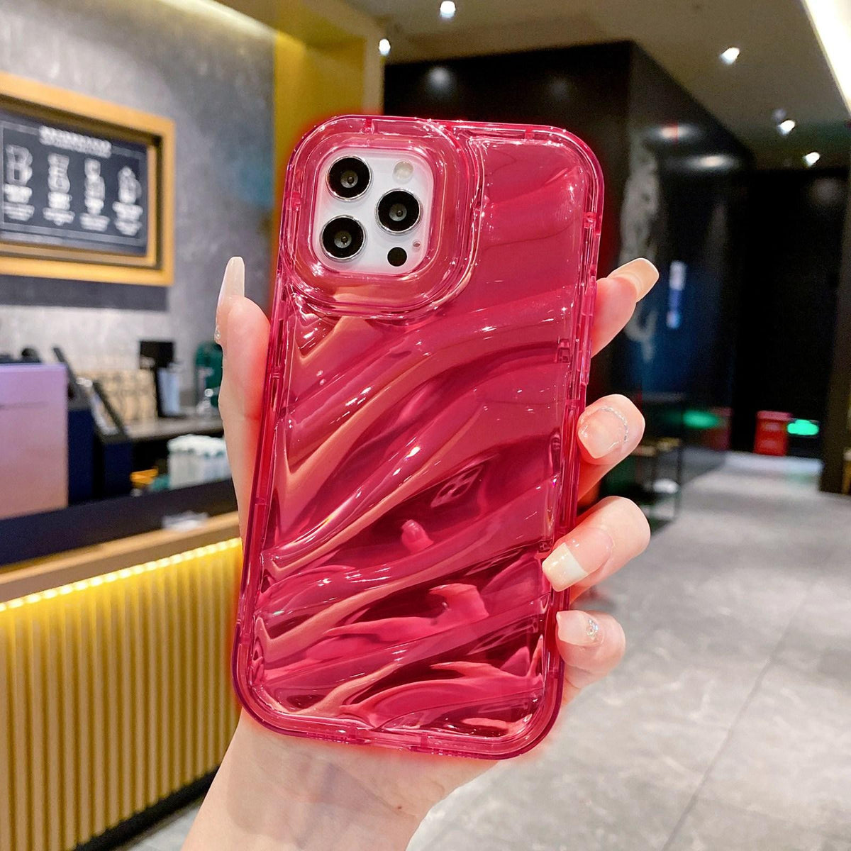 Compatible with iPhone 18 Pro Max Laser Sequin Waves TPU Phone Case - Red