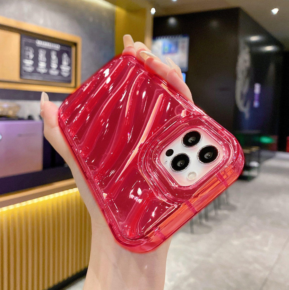 Compatible with iPhone 18 Pro Max Laser Sequin Waves TPU Phone Case - Red