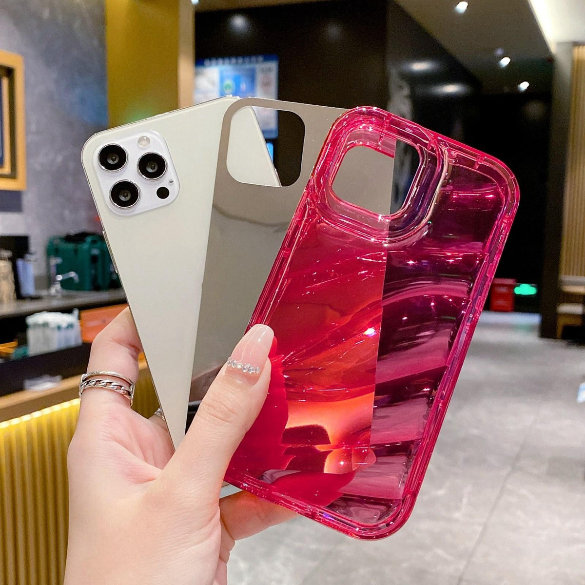 Compatible with iPhone 18 Pro Max Laser Sequin Waves TPU Phone Case - Red