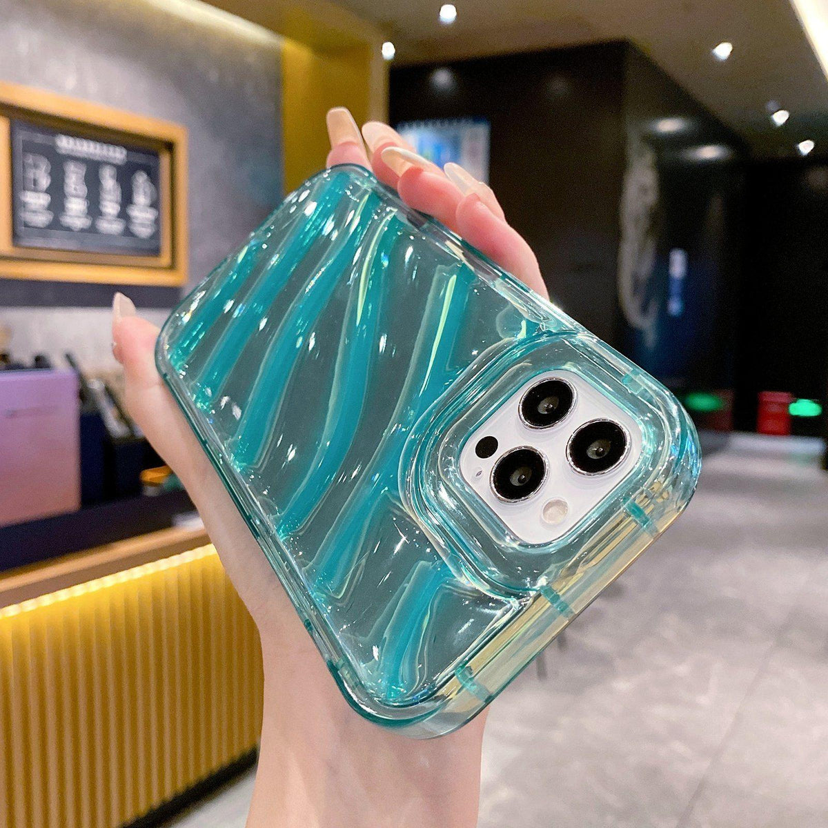 Compatible with iPhone 18 Pro Max Laser Sequin Waves TPU Phone Case - Blue