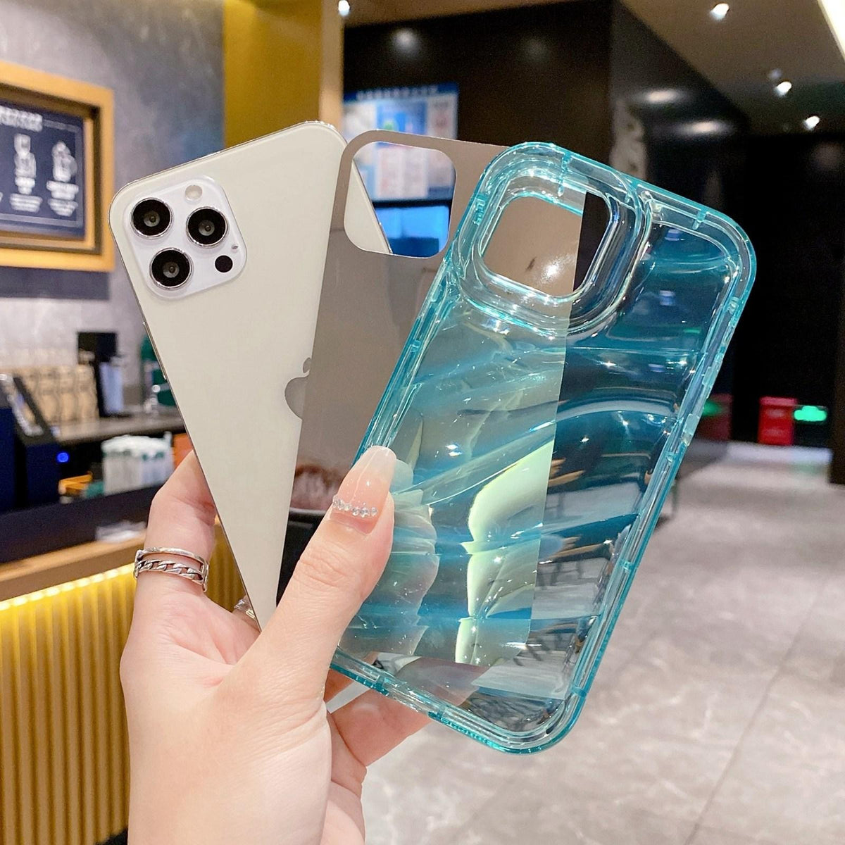 Compatible with iPhone 18 Pro Max Laser Sequin Waves TPU Phone Case - Blue