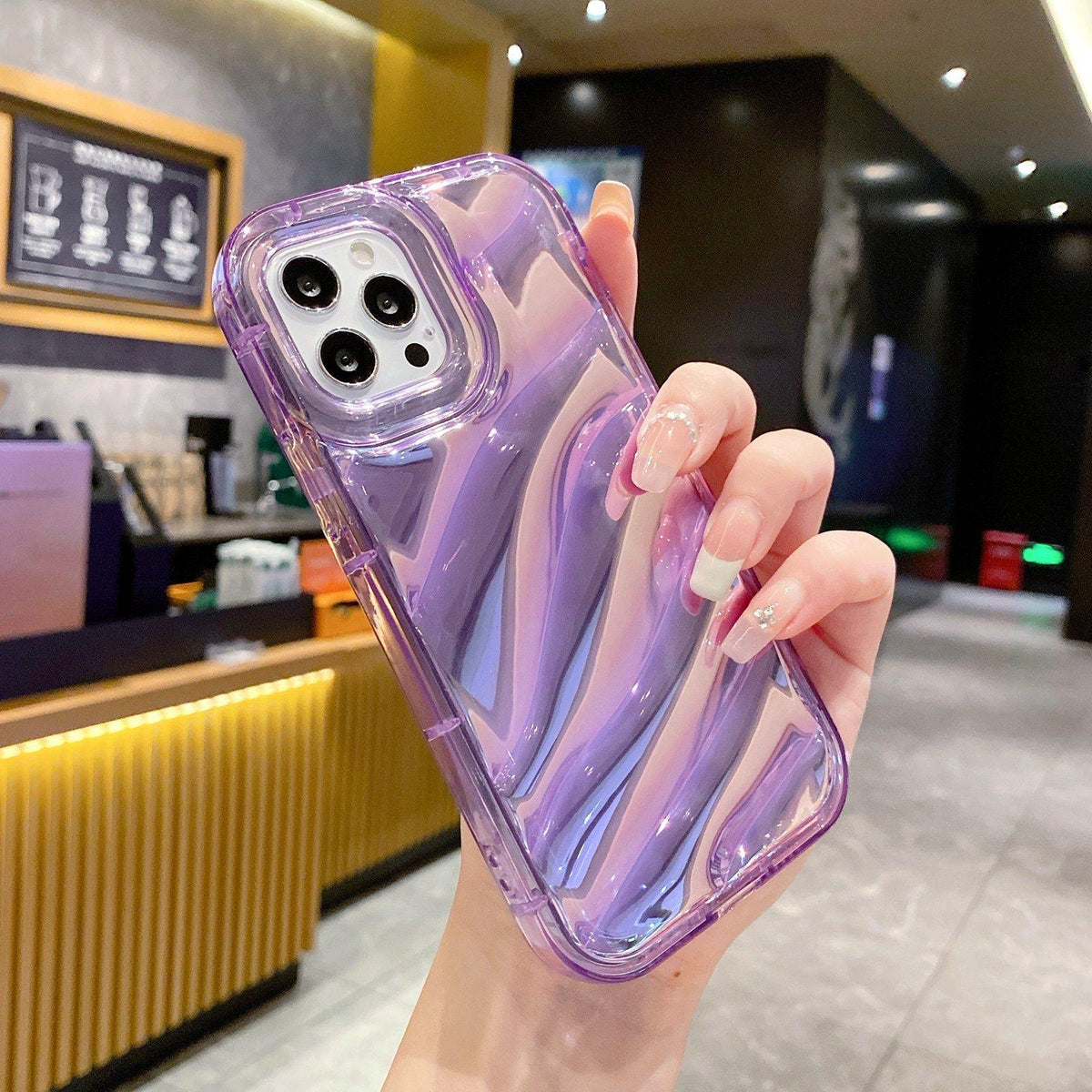Compatible with iPhone 18 Pro Max Laser Sequin Waves TPU Phone Case - Purple