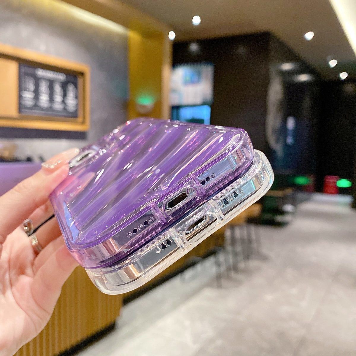 Compatible with iPhone 18 Pro Max Laser Sequin Waves TPU Phone Case - Blue