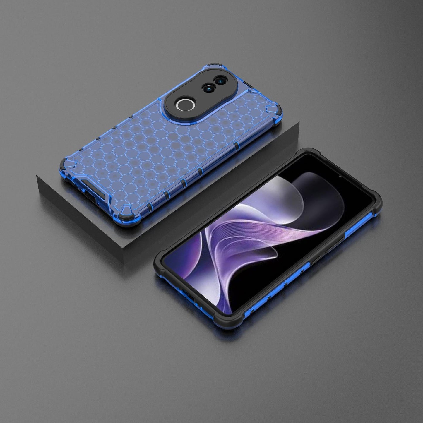 For vivo V50 5G Global Shockproof Honeycomb PC + TPU Phone Case(Blue)