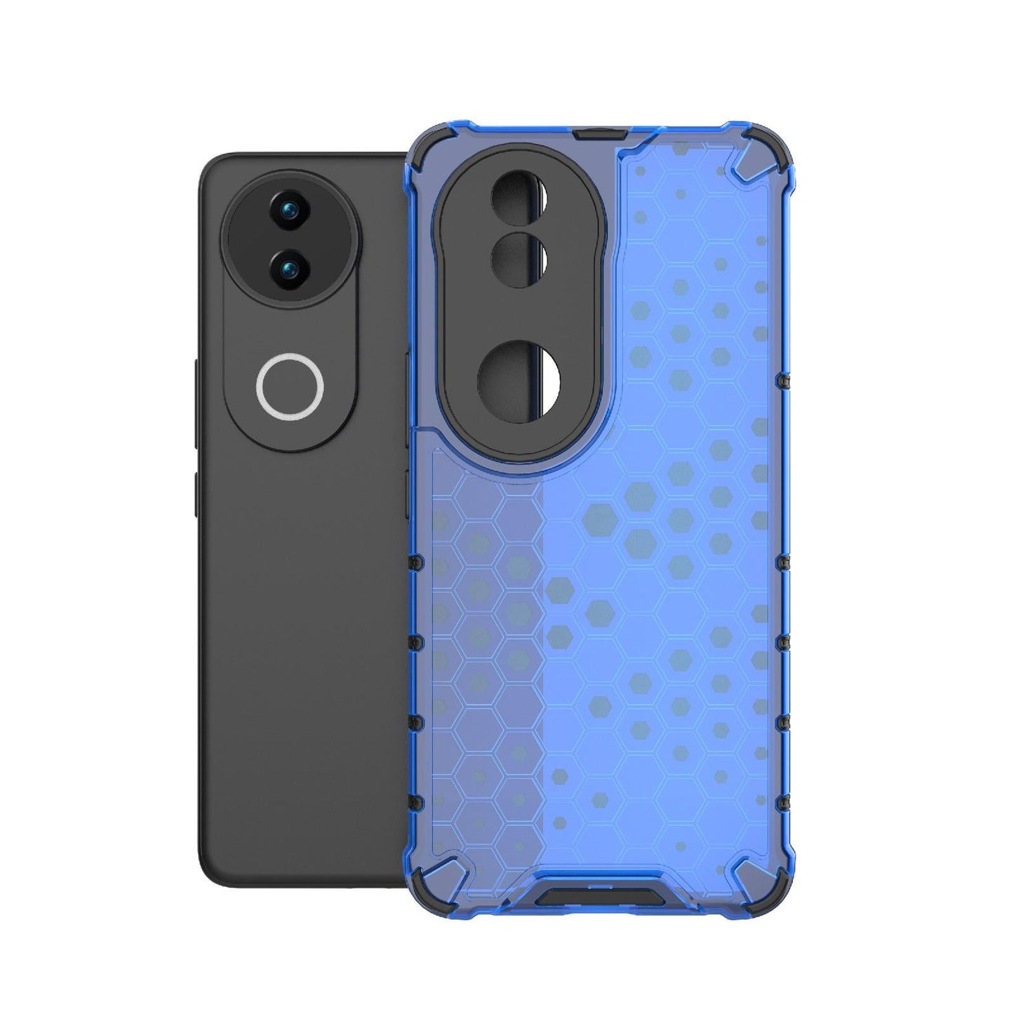 For vivo V50 5G Global Shockproof Honeycomb PC + TPU Phone Case(Blue)