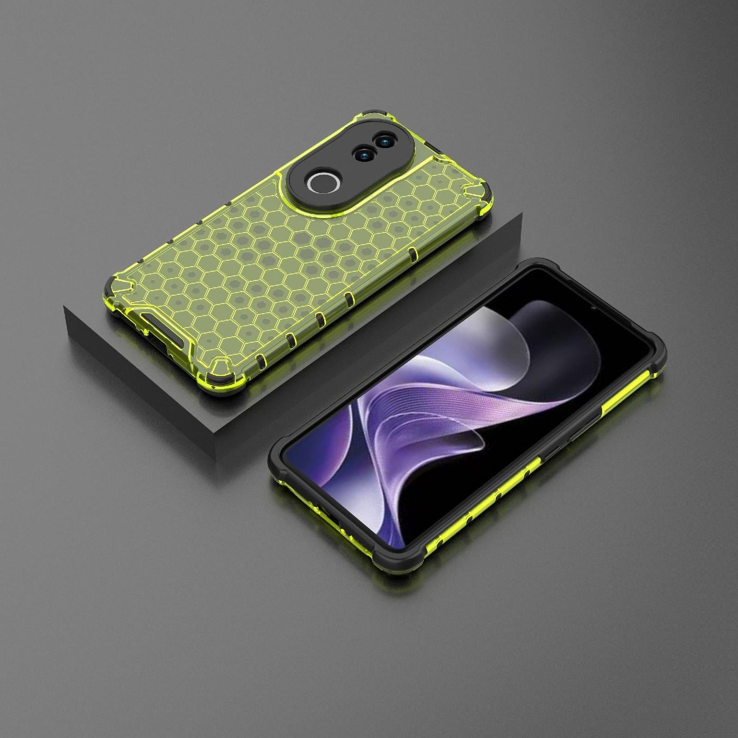 For vivo V50 5G Global Shockproof Honeycomb PC + TPU Phone Case(Green)