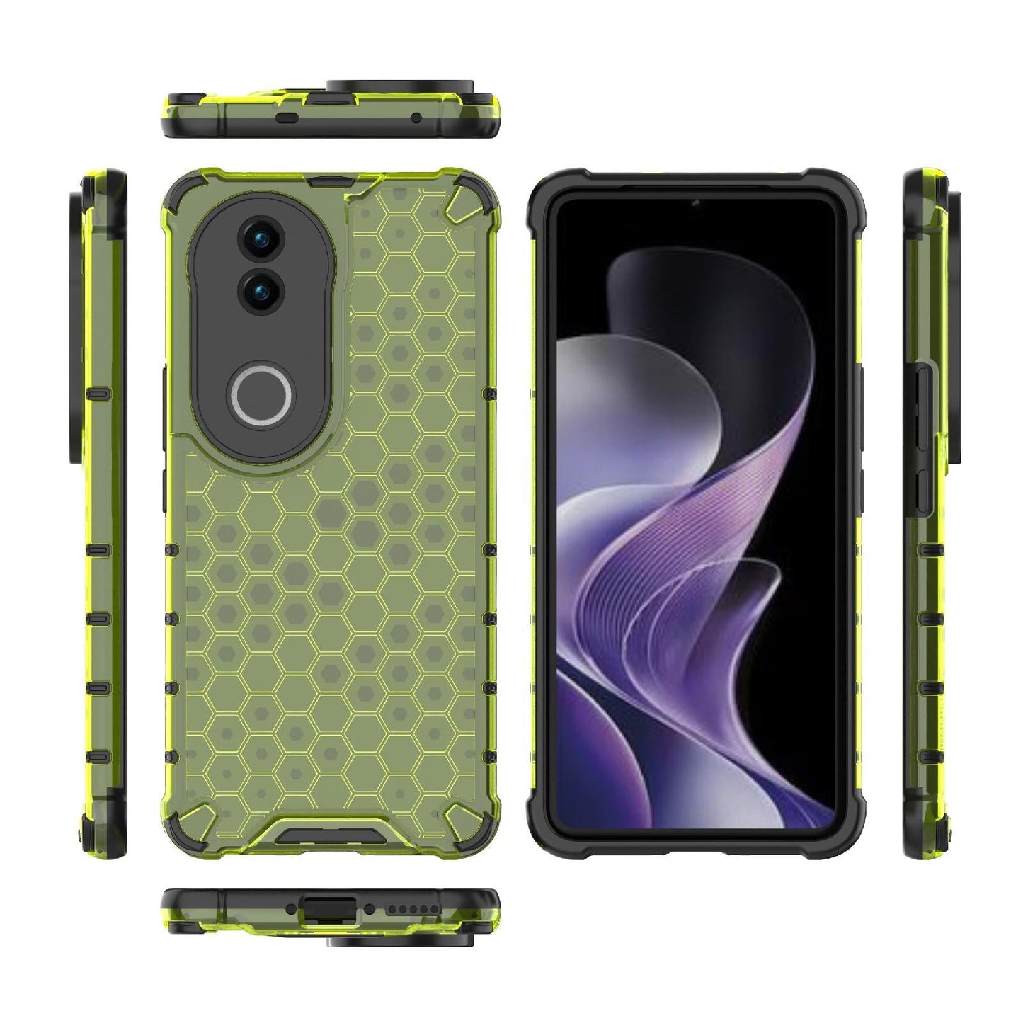 For vivo V50 5G Global Shockproof Honeycomb PC + TPU Phone Case(Green)