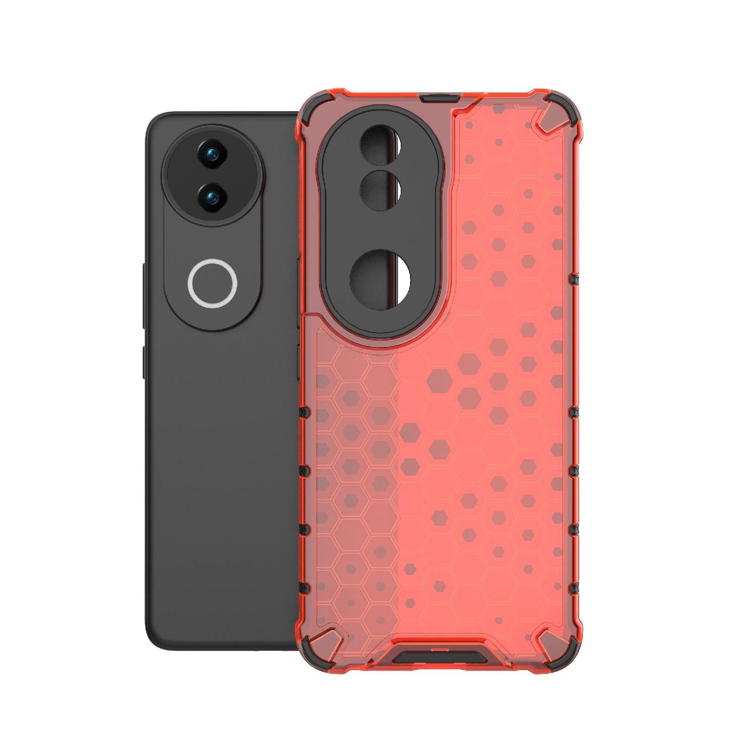 For vivo V50 5G Global Shockproof Honeycomb PC + TPU Phone Case(Red)