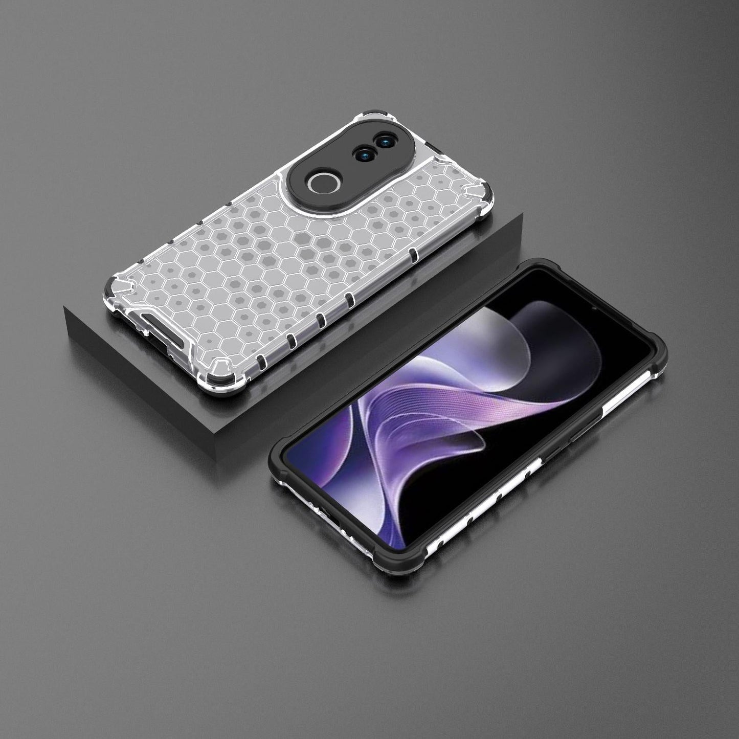 For vivo V50 5G Global Shockproof Honeycomb PC + TPU Phone Case(White)