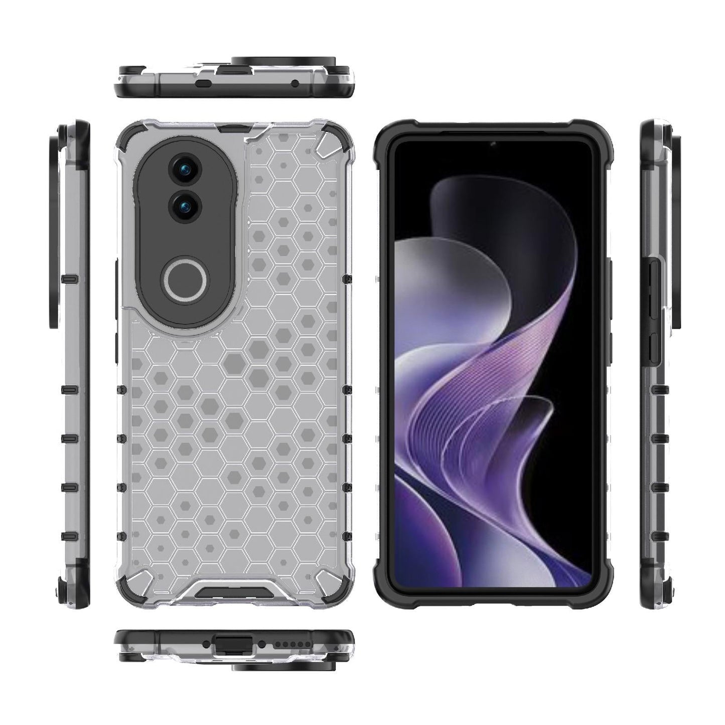 For vivo V50 5G Global Shockproof Honeycomb PC + TPU Phone Case(White)