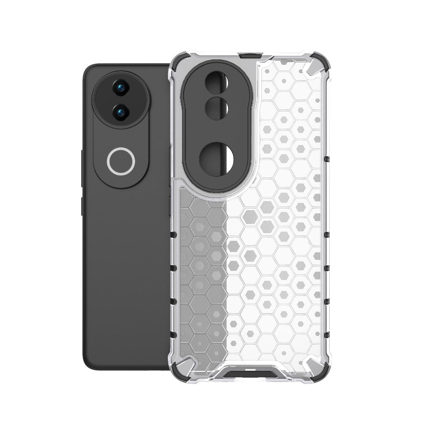 For vivo V50 5G Global Shockproof Honeycomb PC + TPU Phone Case(White)