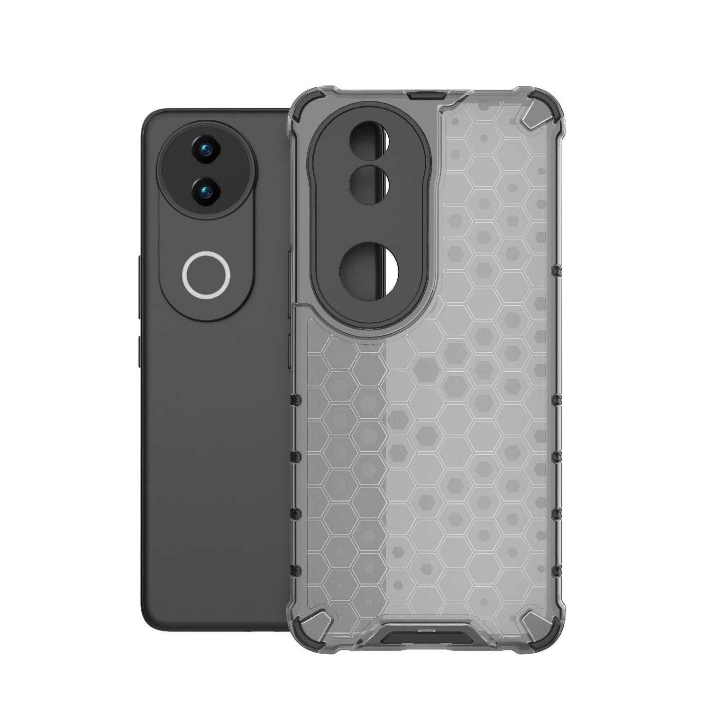 For vivo V50 5G Global Shockproof Honeycomb PC + TPU Phone Case(Black)