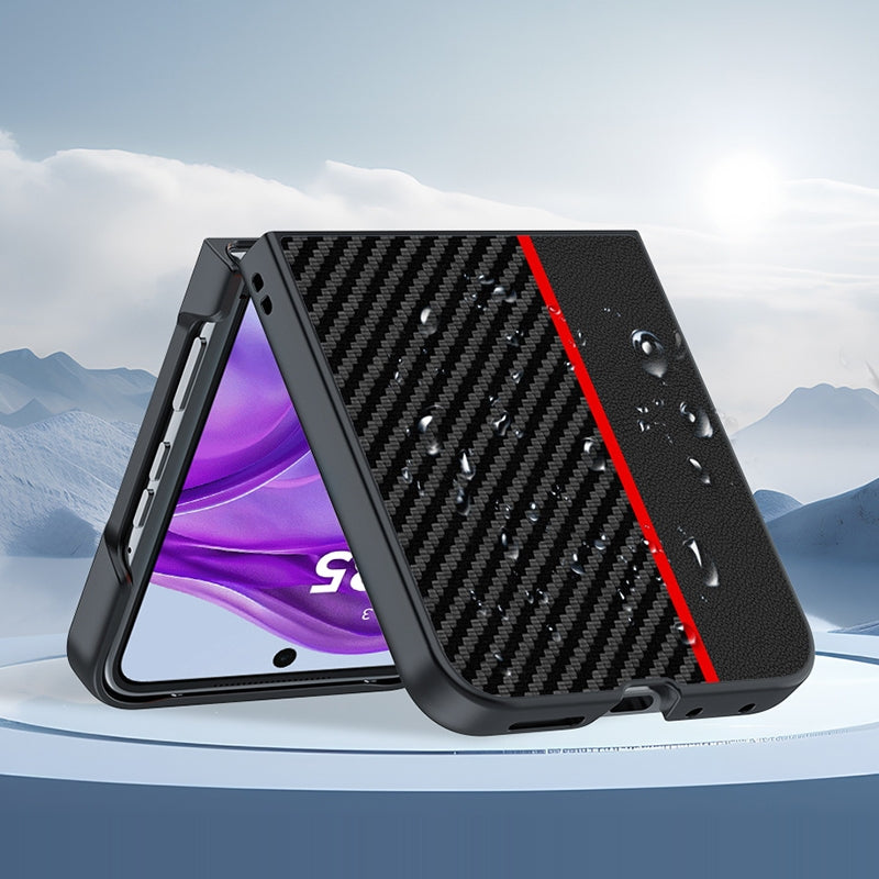 For Motorola Razr 50 Ultra Ultra-thin Carbon Fiber Texture Printing Phone Case(Black Red)