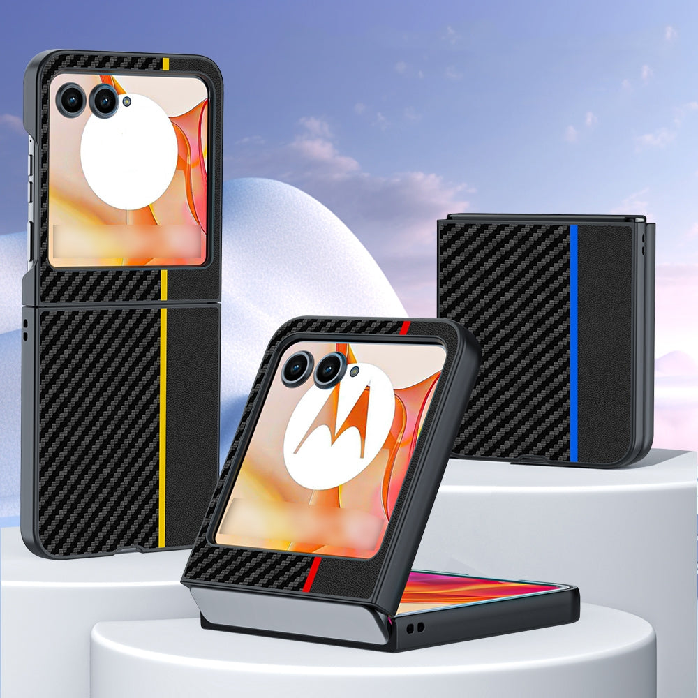 For Motorola Razr 50 Ultra-thin Carbon Fiber Texture Printing Phone Case(Black)