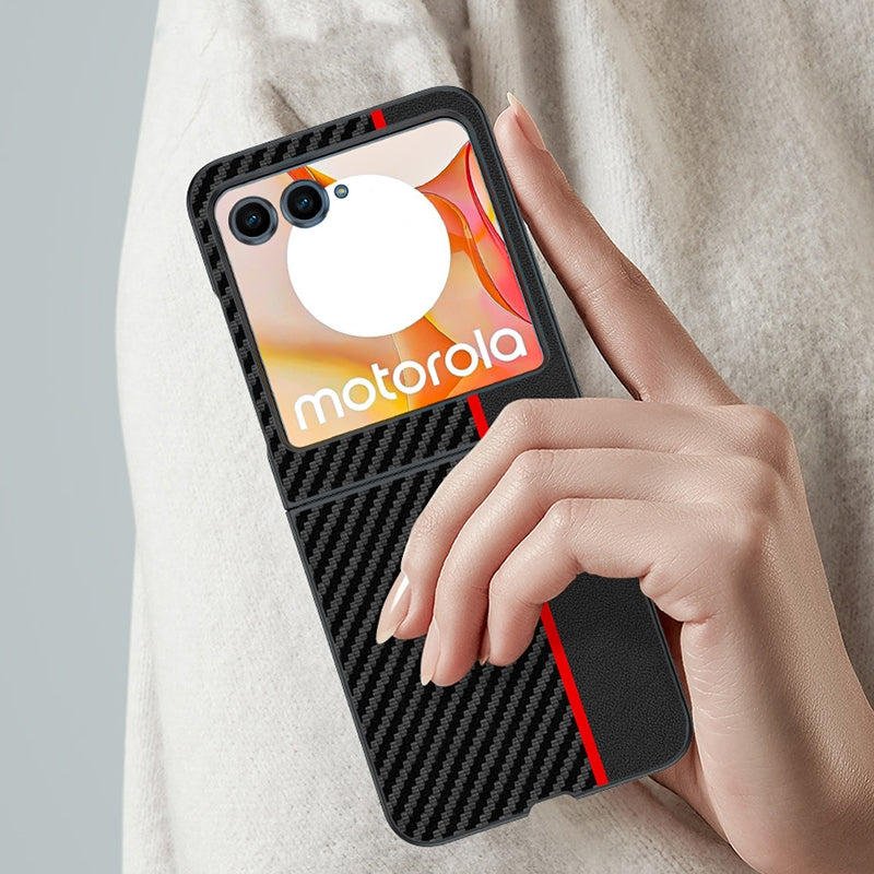 For Motorola Razr 50 Ultra-thin Carbon Fiber Texture Printing Phone Case(Gold)