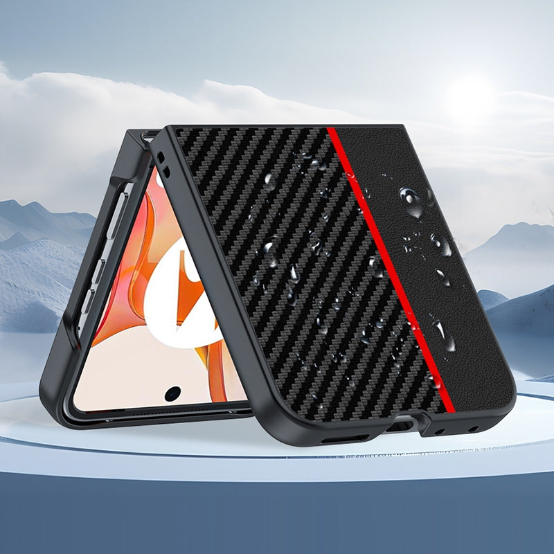 For Motorola Razr 50 Ultra-thin Carbon Fiber Texture Printing Phone Case(Black Red)