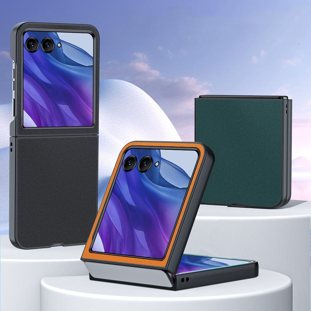 For Motorola Razr 50 Ultra Ultra-thin Plain Skin Leather Phone Case(Black)