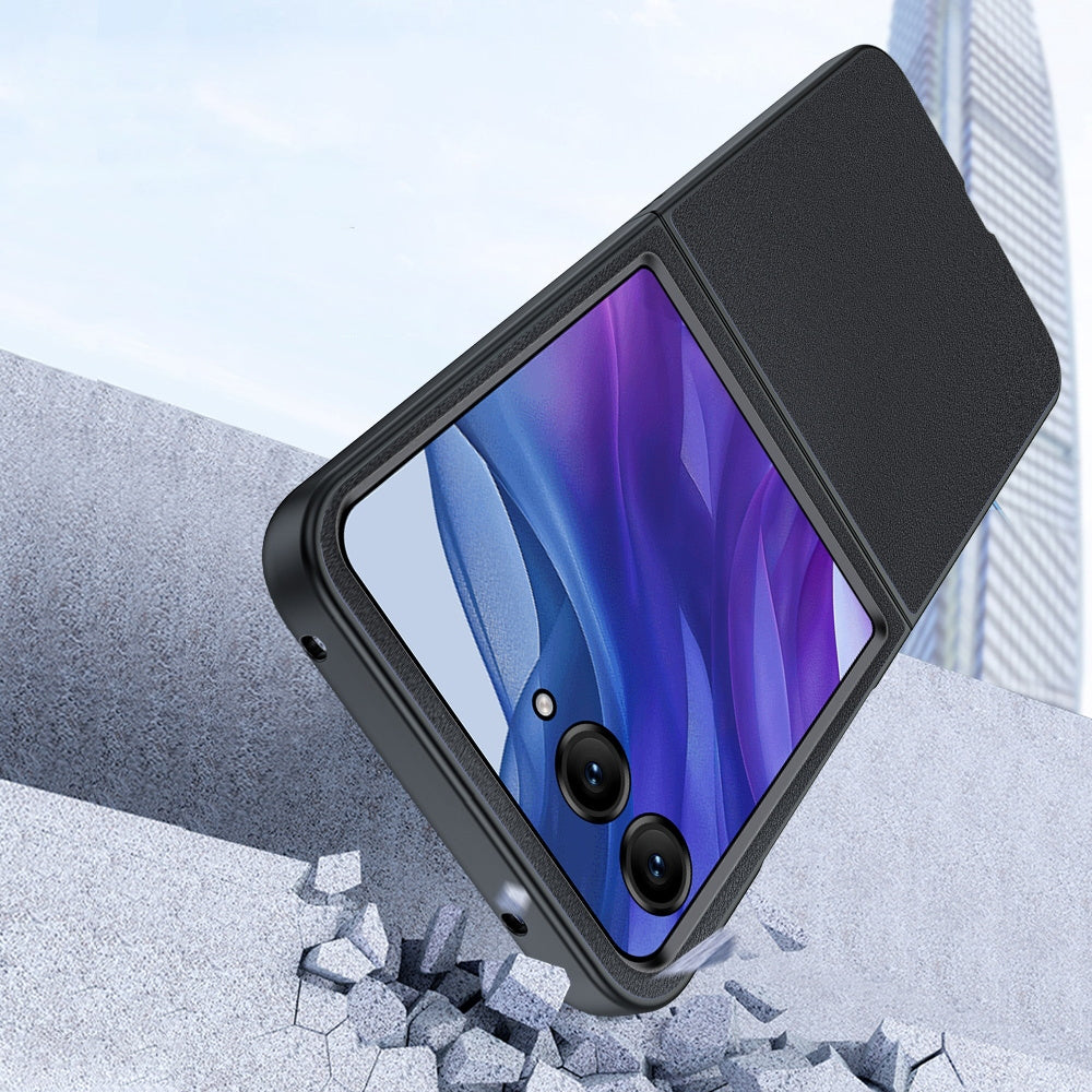 For Motorola Razr 50 Ultra Ultra-thin Plain Skin Leather Phone Case(Black)